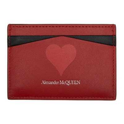 Shop Alexander Mcqueen Red Skull Heart Card Holder In 6098 Redmlt
