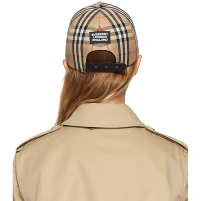 Shop Burberry Beige Heavy Cotton Check Trucker Hat In Archive Bei
