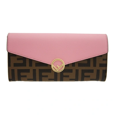 Shop Fendi Black And Brown Forever  Wallet In F1b11 Pink