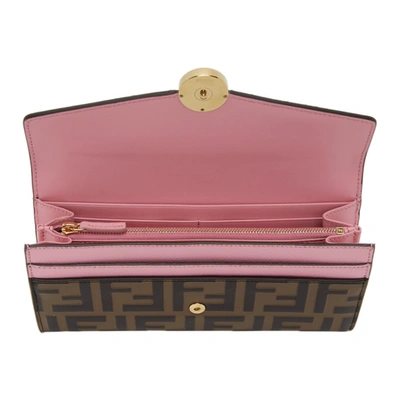 Shop Fendi Black And Brown Forever  Wallet In F1b11 Pink