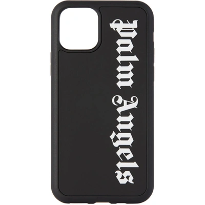 Shop Palm Angels Black Stencil Logo Iphone 11 Pro Case In Black Whit