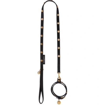 Shop Versace Black Medusa Collar & Leash Set In Z1008 Black