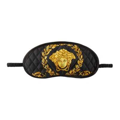 Shop Versace Black Silk Medusa Eye Mask In Z7011 Nero-