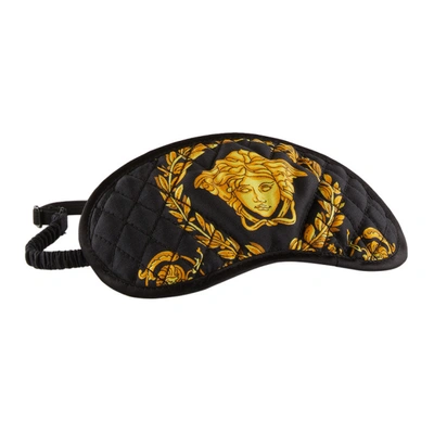Shop Versace Black Silk Medusa Eye Mask In Z7011 Nero-