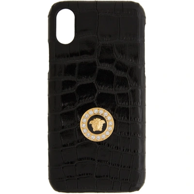 Shop Versace Black Medusa Croc Iphone X Css Case In D41oh Blkgl