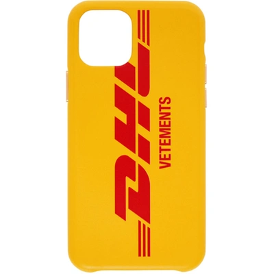 Shop Vetements Yellow Dhl Edition Logo Iphone 11 Pro Case