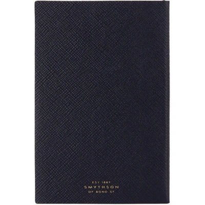 Shop Smythson Navy 'notes' Chelsea Notebook