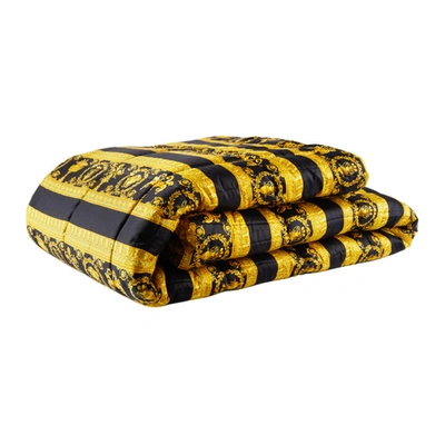 Shop Versace Reversible Black 'i Heart Baroque' Comforter In Z7620 Black