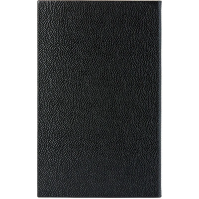 Shop Thom Browne Black Pebble Grained Large Notebook In 001 Black
