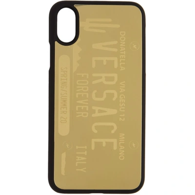 VERSACE 金色 LICENSE PLATE LOGO IPHONE X/XS PHONE 手机壳