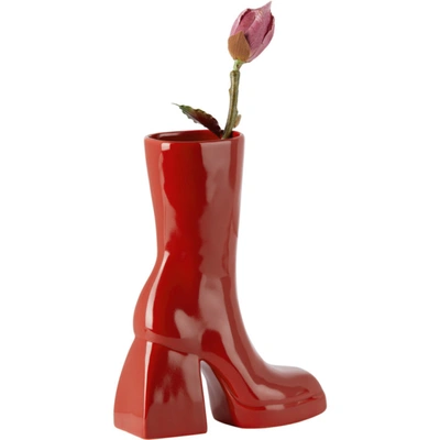 Shop Anissa Kermiche Red Nodaleto Edition Bulla Corta Boot Vase In Corvettered