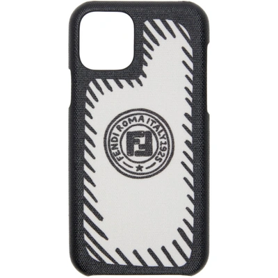 Shop Fendi Black & White Joshua Vides Edition Iphone 11 Pro Phone Case In F05wl Wh/bk