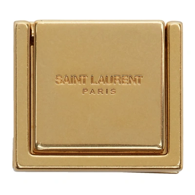 Shop Saint Laurent Gold Logo Phone Ring