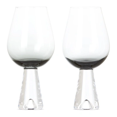 Shop Tom Dixon Black Tank Wine Glass Set In Clear Grad