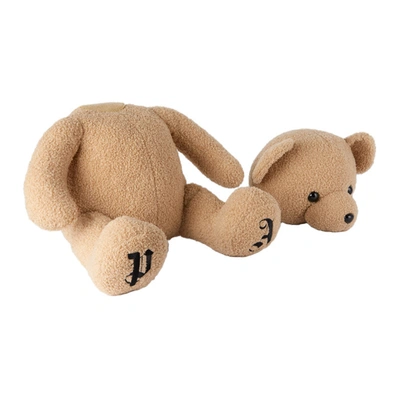 Shop Palm Angels Brown Embroidered Logo Bear In Brown Black