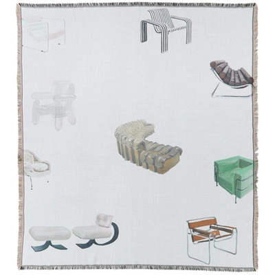 Shop Curves By Sean Brown Off-white Chairs Throw Blanket In Multi