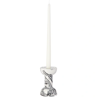 Shop Tom Dixon White & Black Swirl Dumbbell Candle Holder