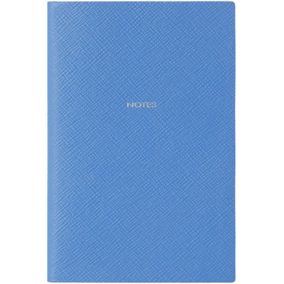 Smythson Blue 'notes' Chelsea Notebook In Nile Blue