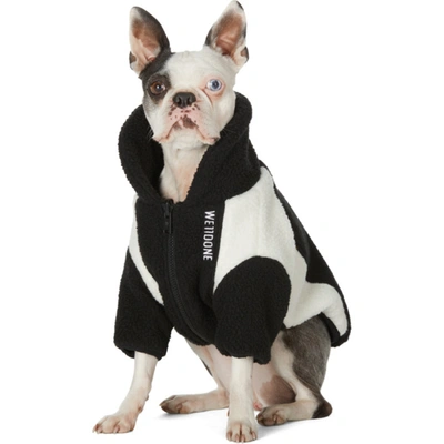 Shop We11 Done Ssense Exclusive Reversible Black & Off-white Oversized Fleece Dog Jacket In Black/white