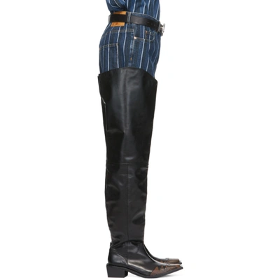 Martine Rose Snakeskin Panelled Thigh high Boots In Black ModeSens