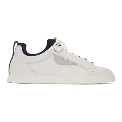 Shop Fendi White & Navy Bag Bugs Sneakers In F1orn Whtbl