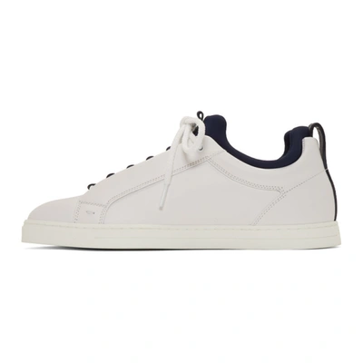 Shop Fendi White & Navy Bag Bugs Sneakers In F1orn Whtbl