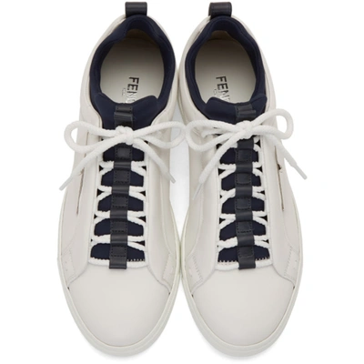 Shop Fendi White & Navy Bag Bugs Sneakers In F1orn Whtbl