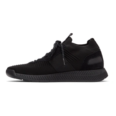 Shop Hugo Boss Black Titanium Running Sneakers In 001 Black