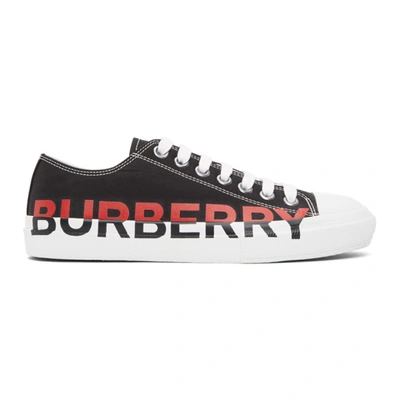 Shop Burberry Black & Red Larkhall M Logo Sneakers