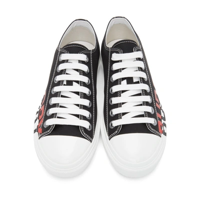 Shop Burberry Black & Red Larkhall M Logo Sneakers