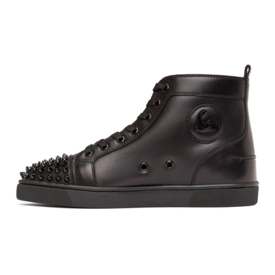 Shop Christian Louboutin Black Lou Spikes High-top Sneakers In B049 Black
