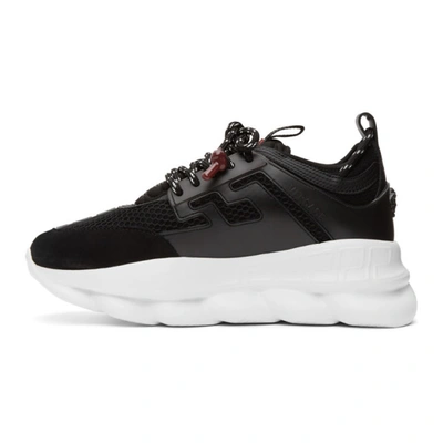 Shop Versace Black & White Chain Reaction Sneakers In D41h1 Blk