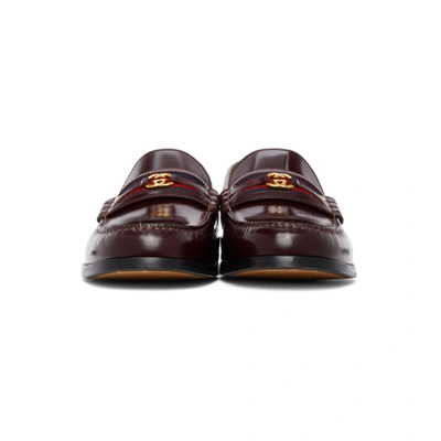 Shop Gucci Burgundy Interlocking G Loafers In 6061 Ruby B