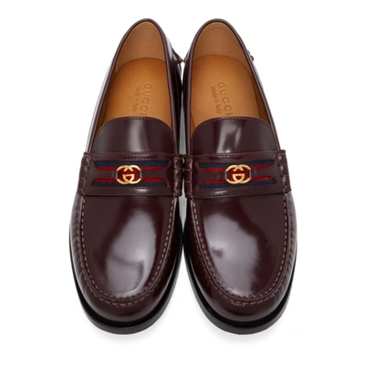 Shop Gucci Burgundy Interlocking G Loafers In 6061 Ruby B