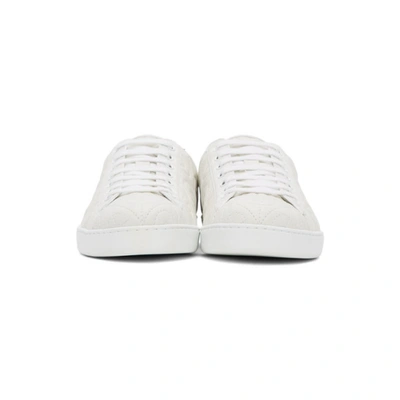 Shop Gucci White G Rhombus New Ace Sneakers In 9063 Whtgrn