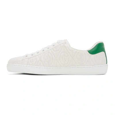 Shop Gucci White G Rhombus New Ace Sneakers In 9063 Whtgrn