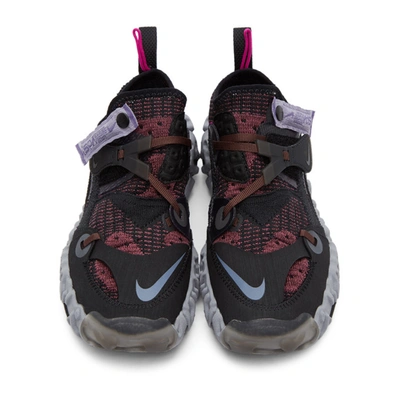 Shop Nike Black & Pink Ispa Overreact Flyknit Sneakers In Blk/blu/sha