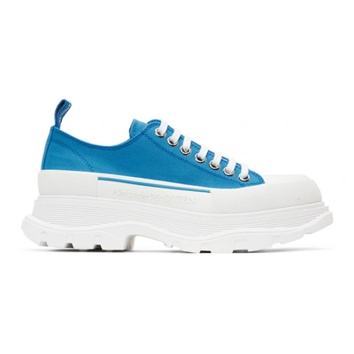 Shop Alexander Mcqueen Ssense Exclusive Blue Canvas Tread Slick Sneakers In 4392 Blue