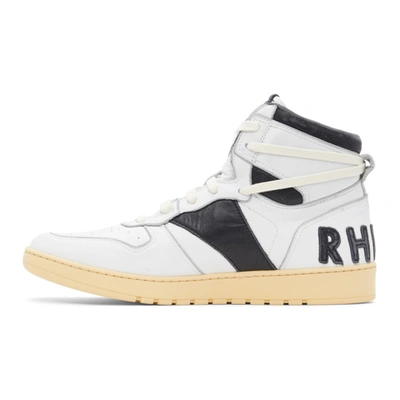 Shop Rhude White & Black Rhecess Hi Sneakers In White/black