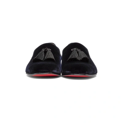 Shop Christian Louboutin Navy Velvet Officialito Loafers In Bl1u Navy