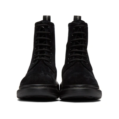 Shop Alexander Mcqueen Black Suede Lace-up Boots In 1000 Black