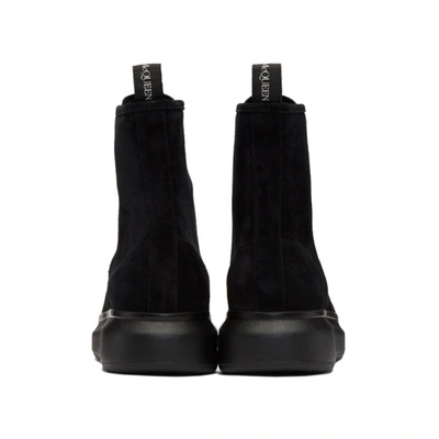 Shop Alexander Mcqueen Black Suede Lace-up Boots In 1000 Black