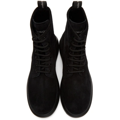 Shop Alexander Mcqueen Black Suede Lace-up Boots In 1000 Black