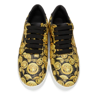 Shop Versace Black & Yellow Medusa Amplified Ilus Sneakers In 5b000 Blkgl