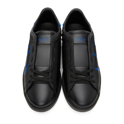 Shop Valentino Black And Blue  Garavani Vltn Open Sneakers In Kp8 Nero/az