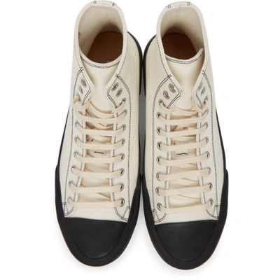 Shop Jil Sander Off-white Canvas High-top Sneakers In 121 Ltbeige