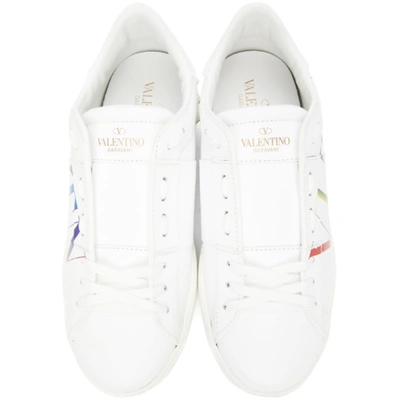 Shop Valentino White & Multicolor  Garavani 'vltn' Open Sneakers In 08v Bianco/