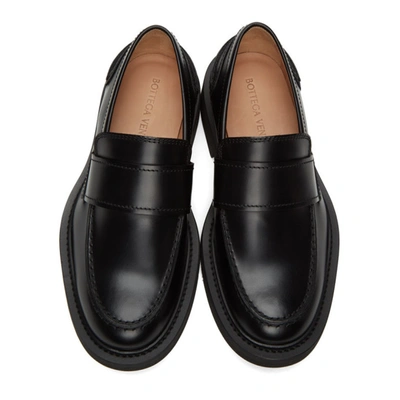 Shop Bottega Veneta Black Rubber Sole Loafers In 1000 Black