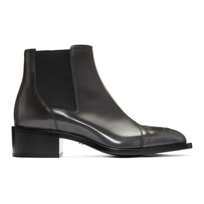 Shop Fendi Grey Karligraphy Chelsea Boots In F1835 Brown192251m23