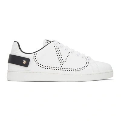 Shop Valentino White  Garavani Vlogo Backnet Sneakers In G58 Bianco/